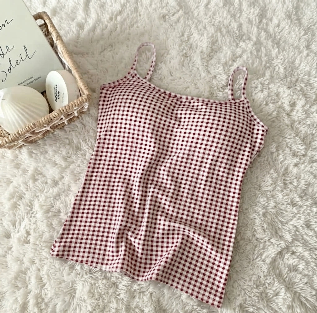 Plaid Print Camisole & Lounge Shorts  - Cozy & Chic 100% Cotton Pajama Set