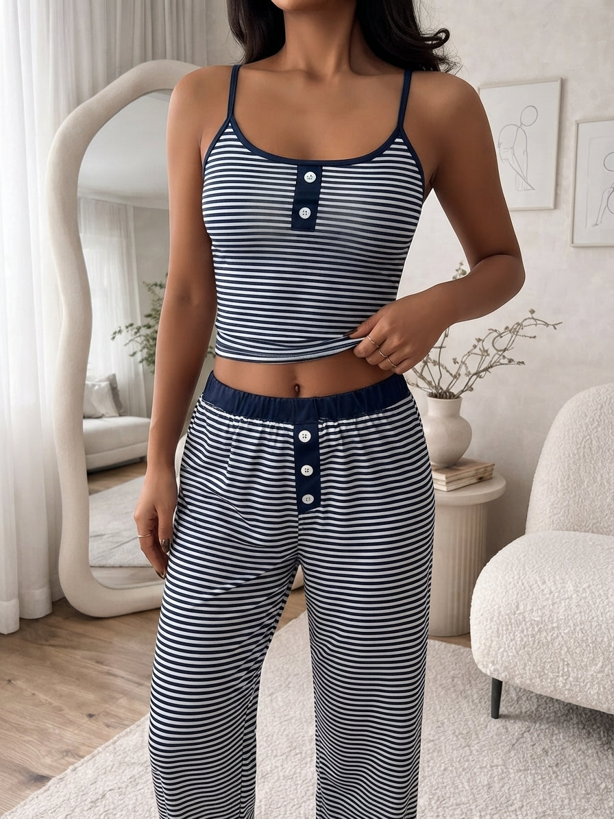 Navy & White Striped Lounge Set